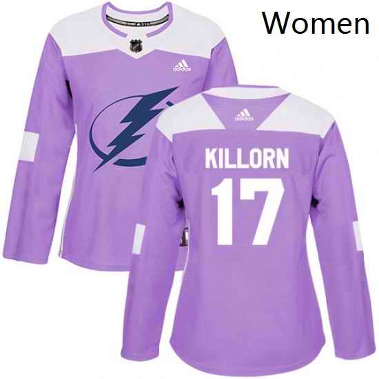 Womens Adidas Tampa Bay Lightning 17 Alex Killorn Authentic Purple Fights Cancer Practice NHL Jersey